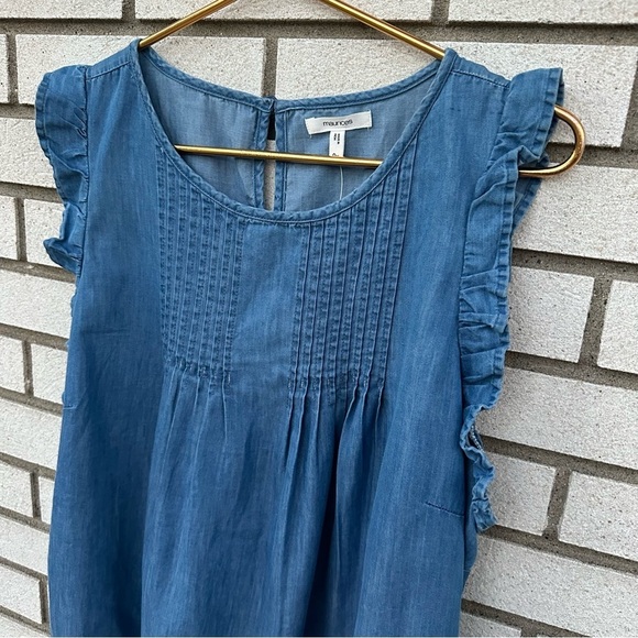 NWT Maurice’s Chambray Pleated Flutter Sleeve Tank Top - Picture 3 of 11